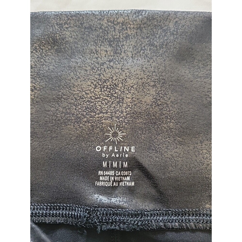 Offline by Aerie The Hugger Hi-Rise Black Crackle Faux Leather Leggings | Size M - Picture 5 of 9